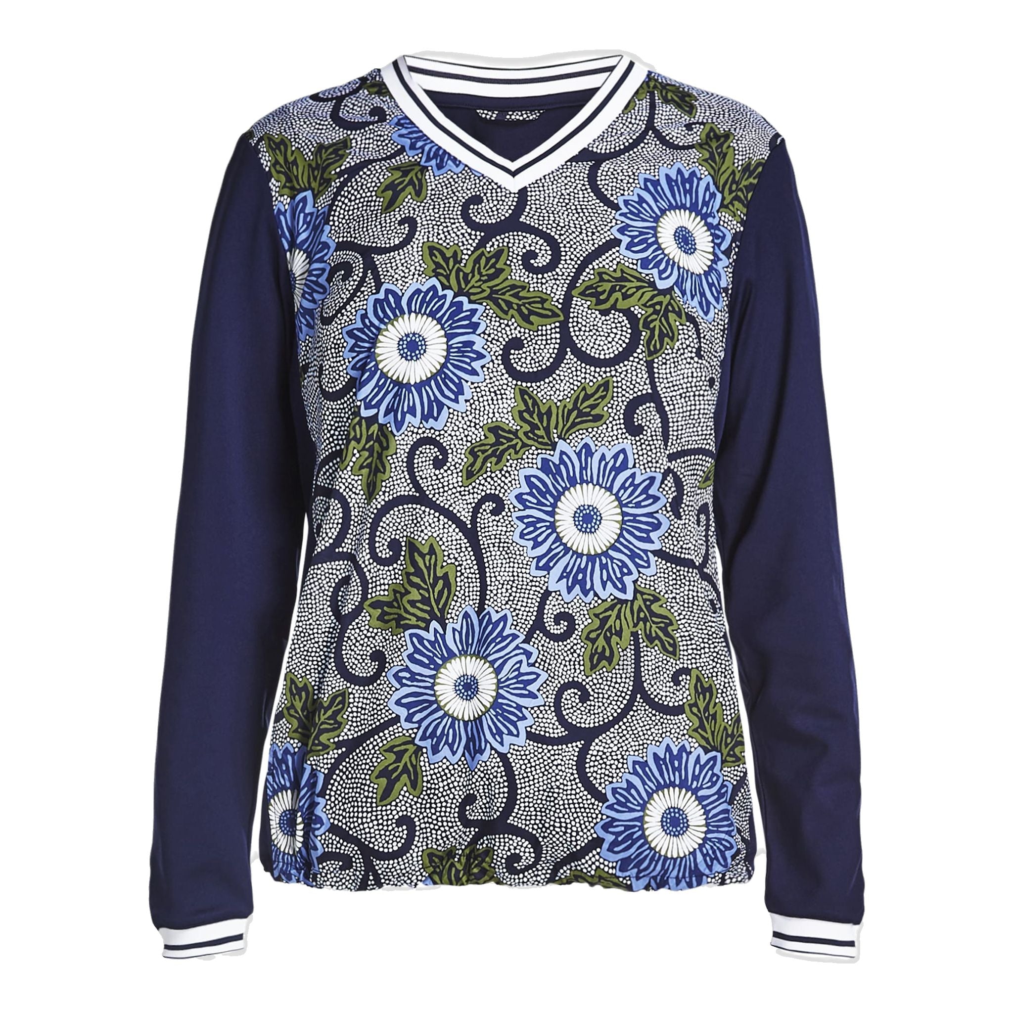 Röhnisch Pullover Swing Blau Massai Flower Damen