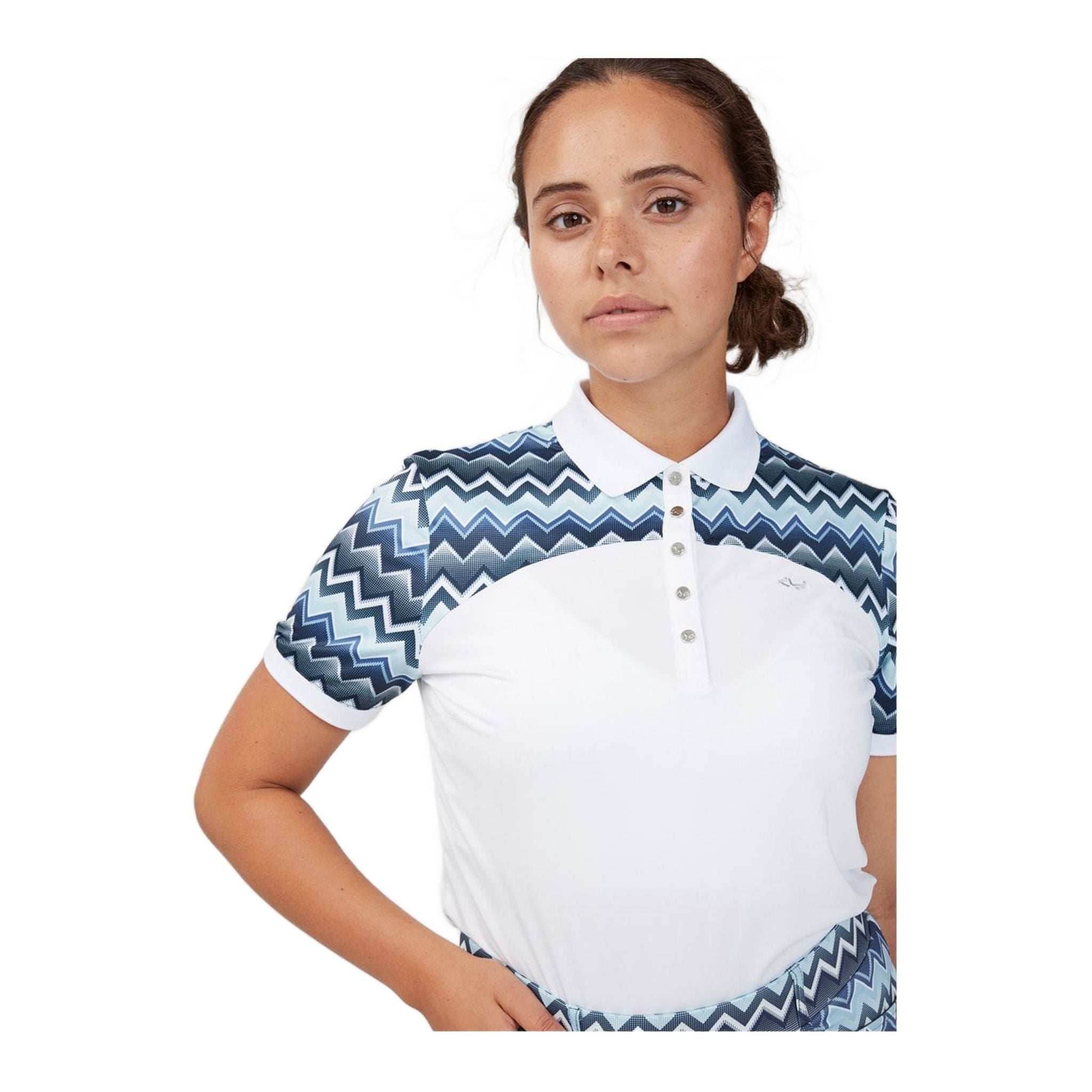 Röhnisch Element Block Polo Zigzag Blue Damen