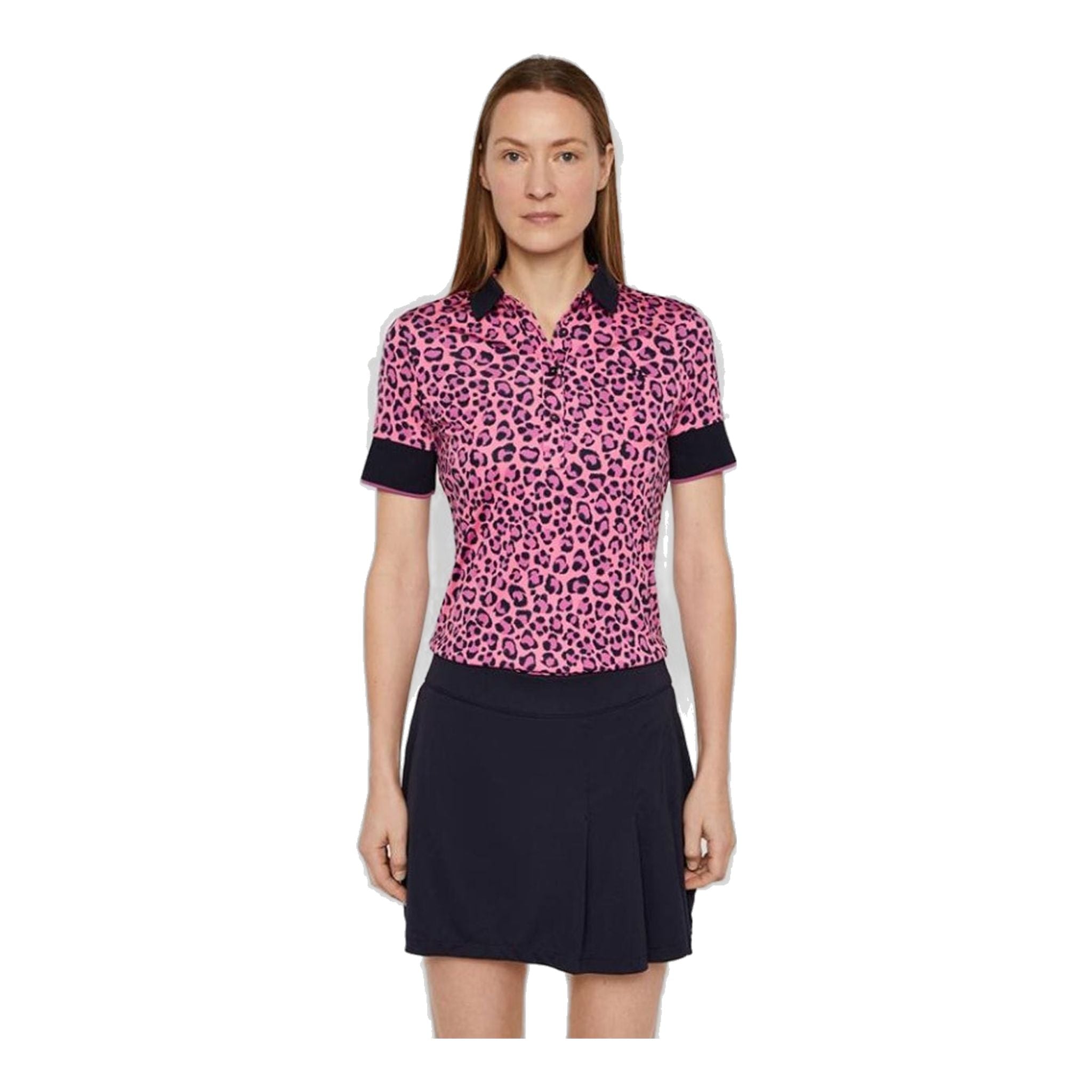 J. Lindeberg W Lexie-TX Coolmax Polo Pink Leopard Damen