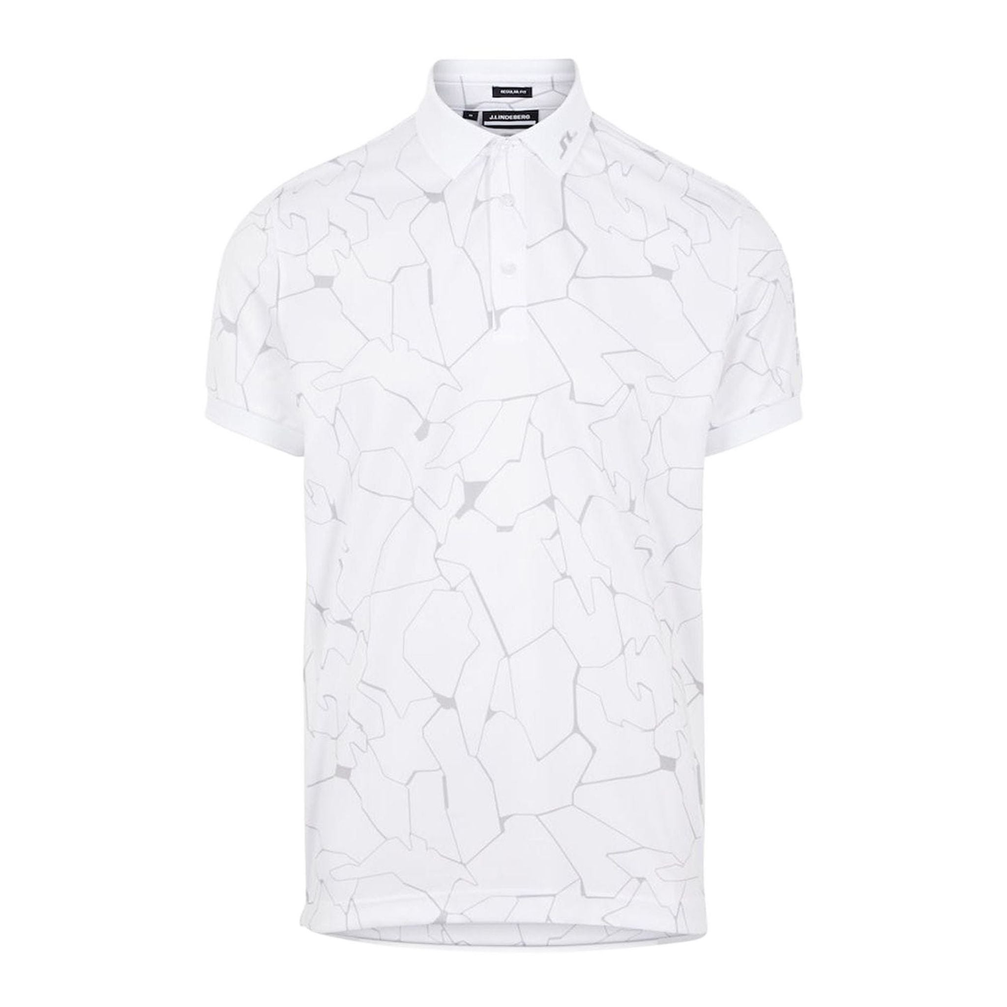 J. Lindeberg M Tour Tech Reg Fit Print SS Polo Slit White Herren