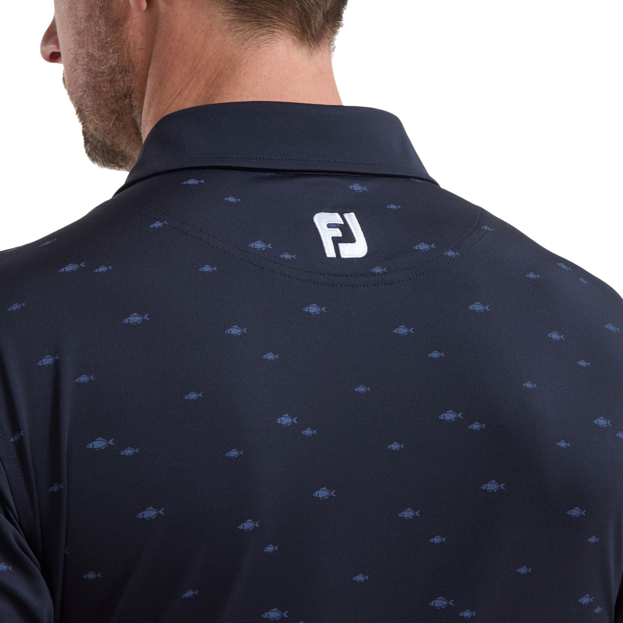 Footjoy School of Fish Print Lisle Polo Herren