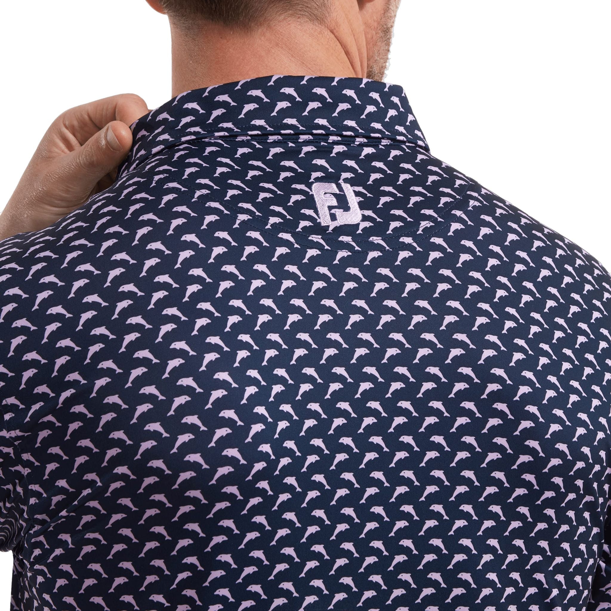 Footjoy Leaping Dolphins Polo Print Lisle Herren