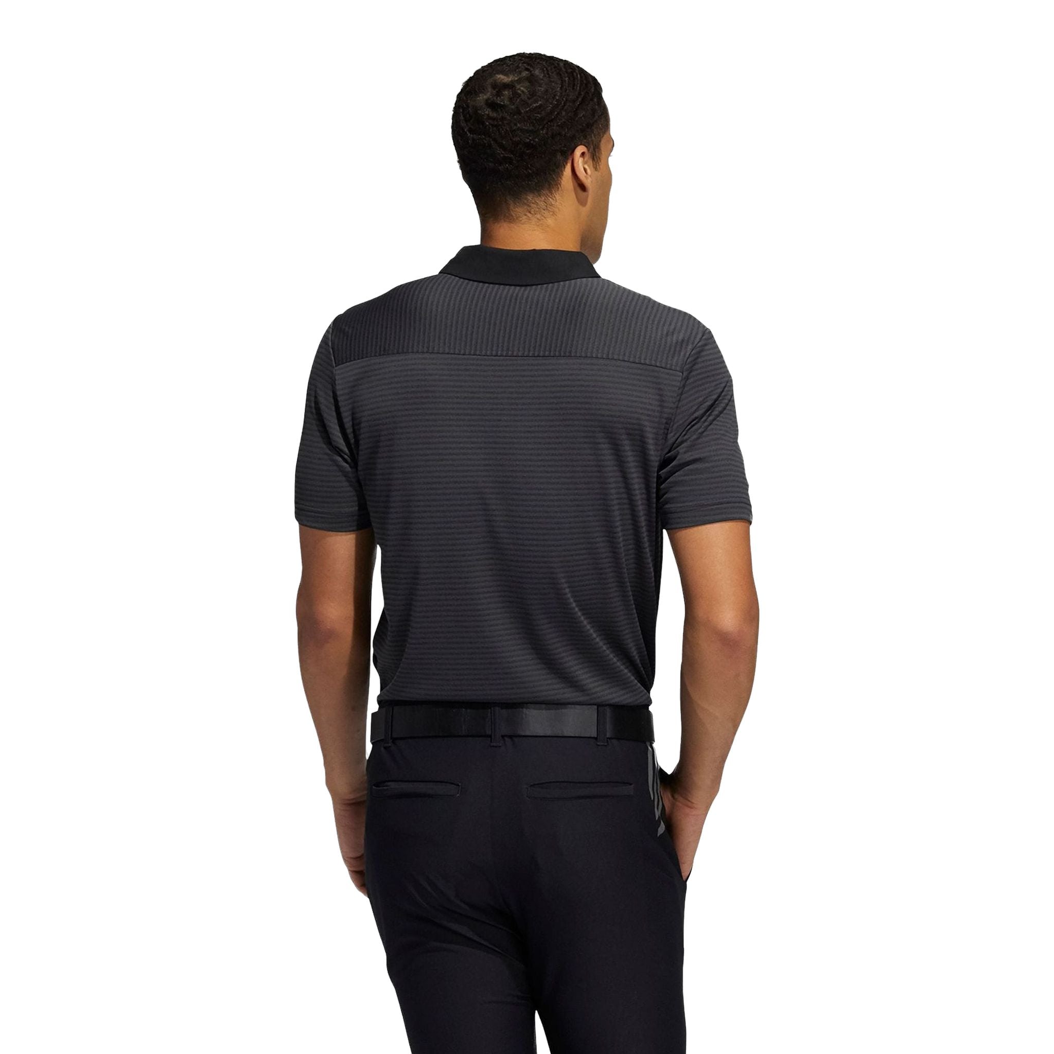 Adidas M Polo Heat Ready Microstripe Carbon Schwarz Herren