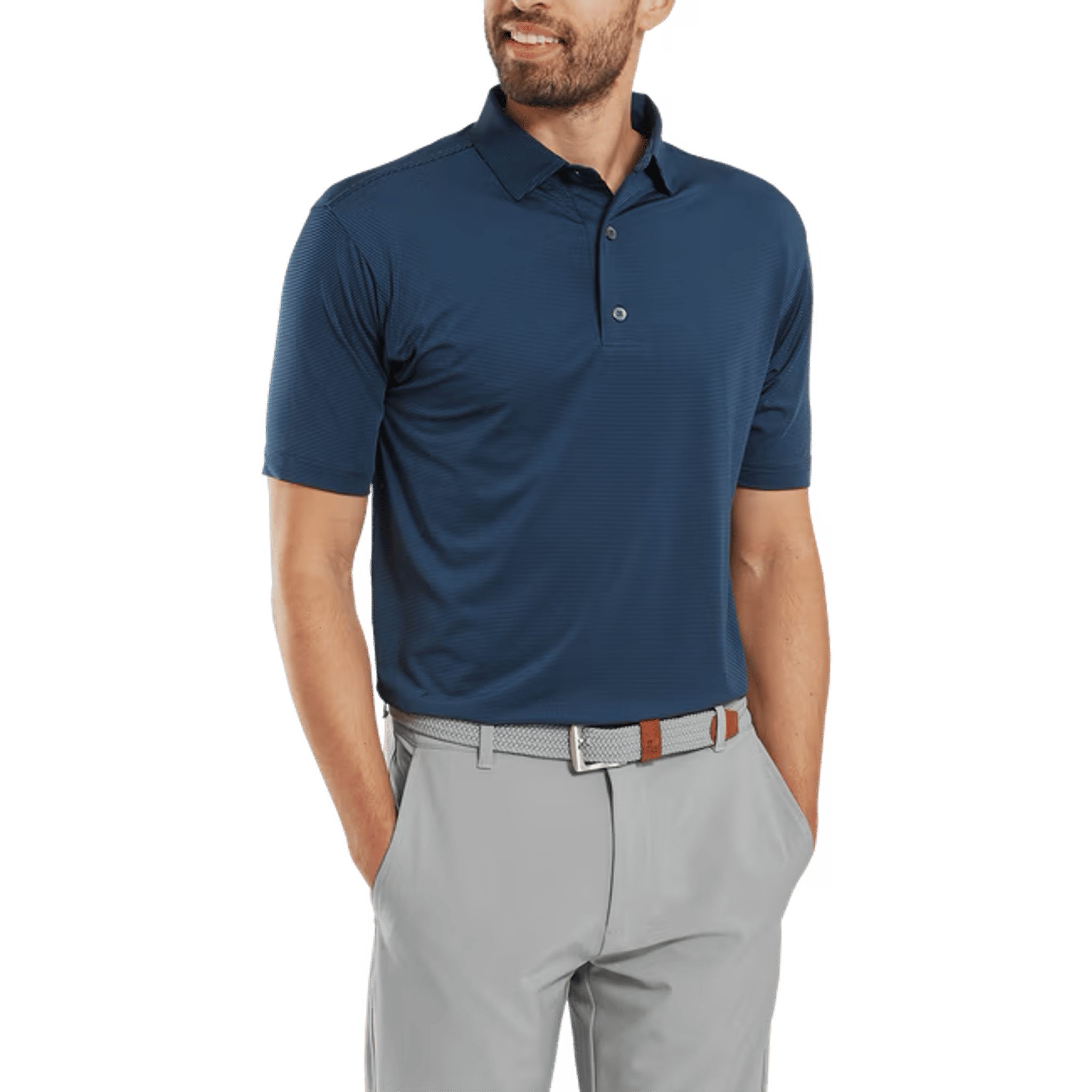Footjoy Micro Feeder Stripe Lisle Polo Herren