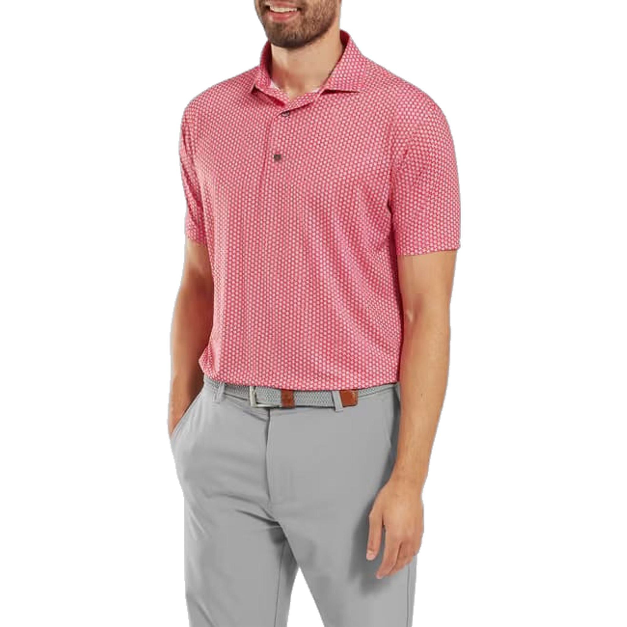 Footjoy Houndstooth Geo Lisle Polo Herren