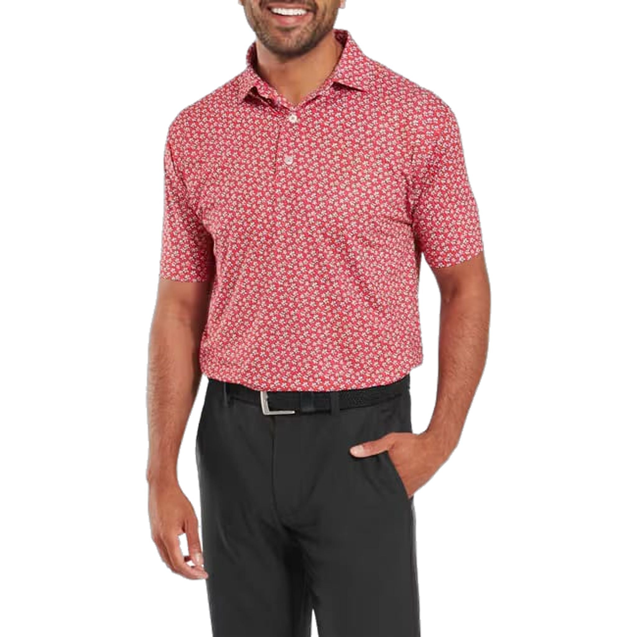 Footjoy Floral Sketch Print Lisle Polo Herren