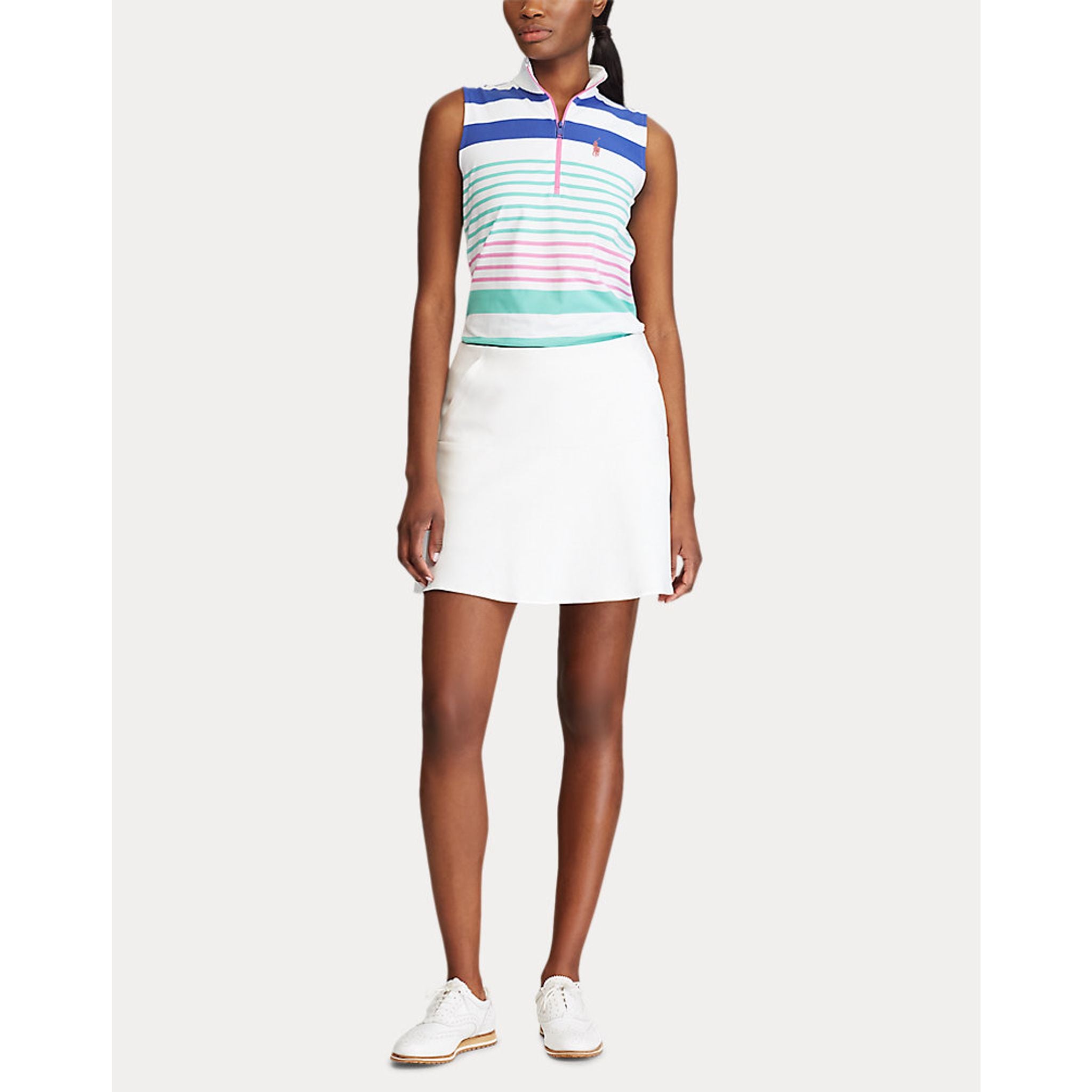 Ralph Lauren S/L Zip Frntsleevelessknit Golfpolo Damen