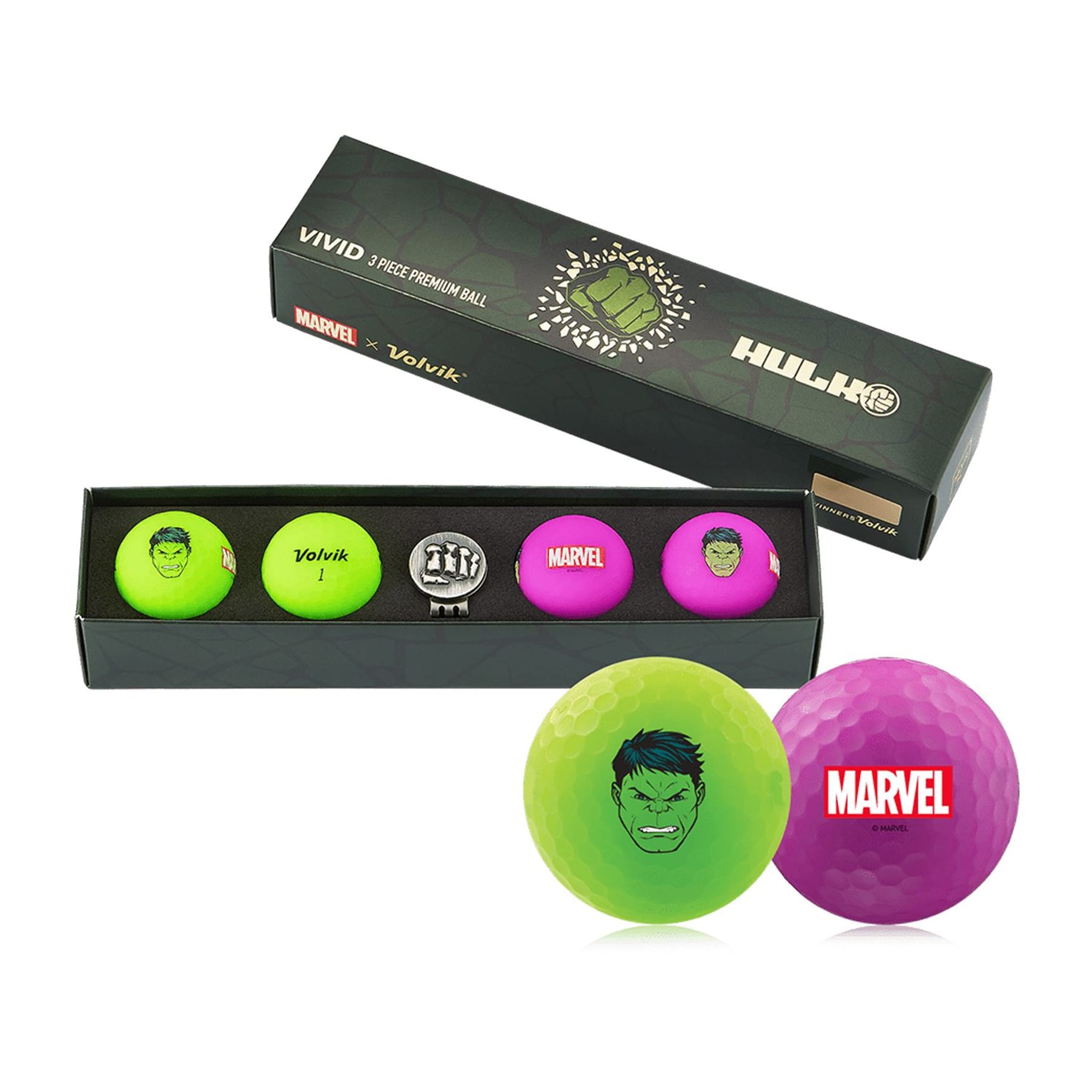 Volvik GB VOLVIK MARVEL HULK 2.0 4pcs + 1Ballmarker