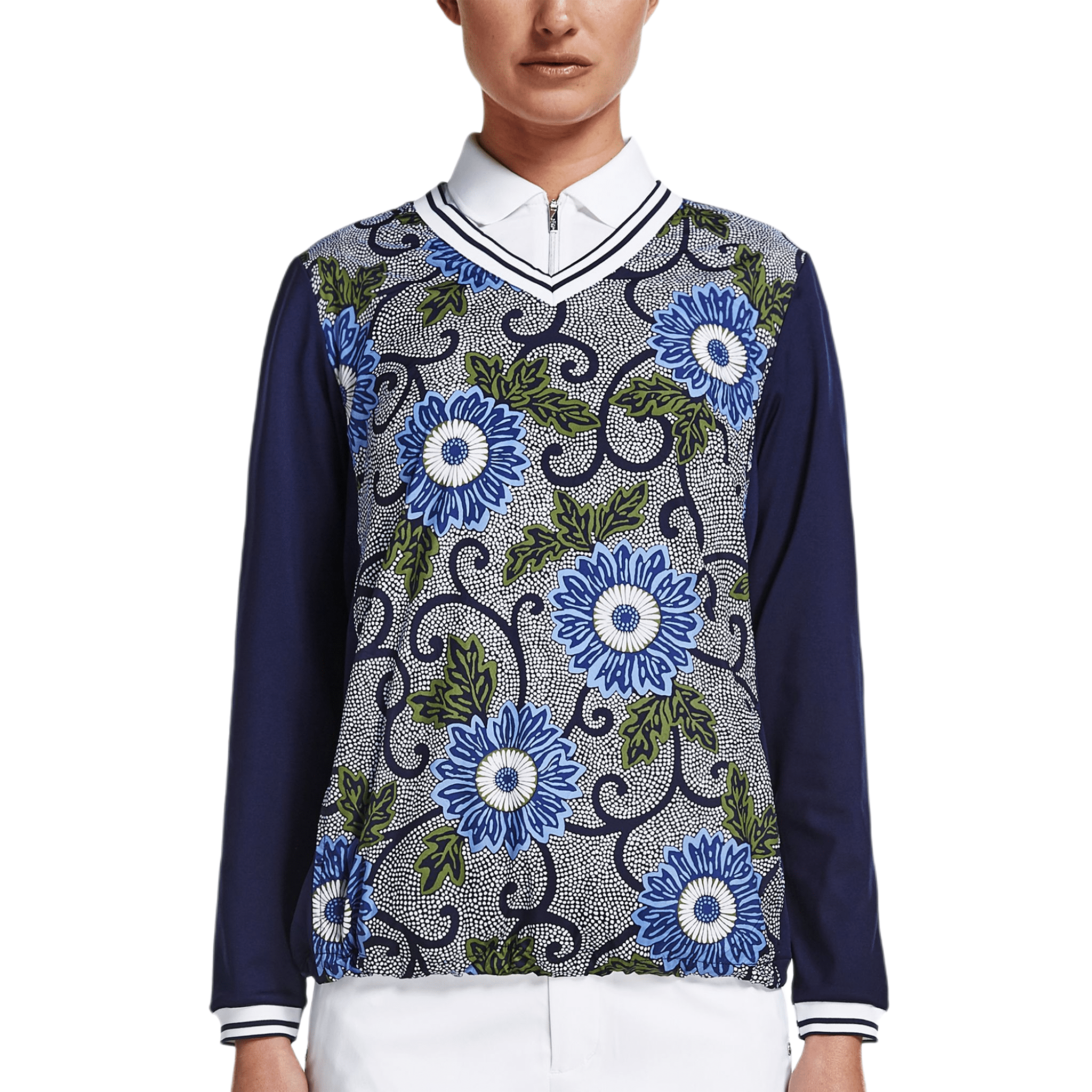 Röhnisch Sweter Swing Niebieski Massai Flower Damski