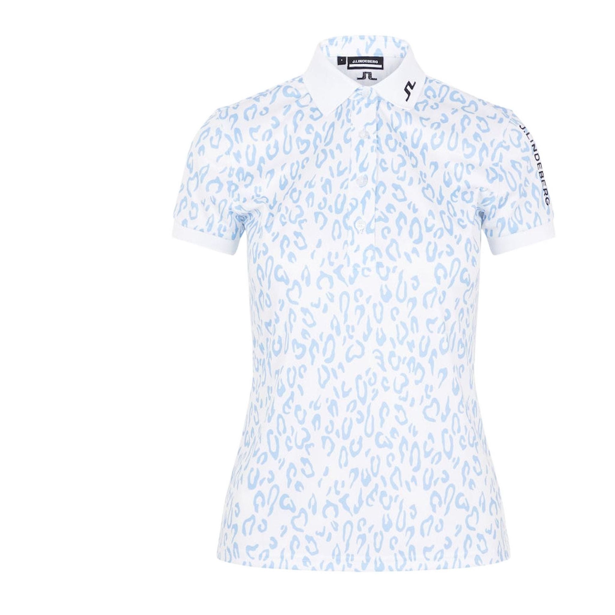 J. Lindeberg W Tour Tech Print SS Polo Animal Blue White Damen