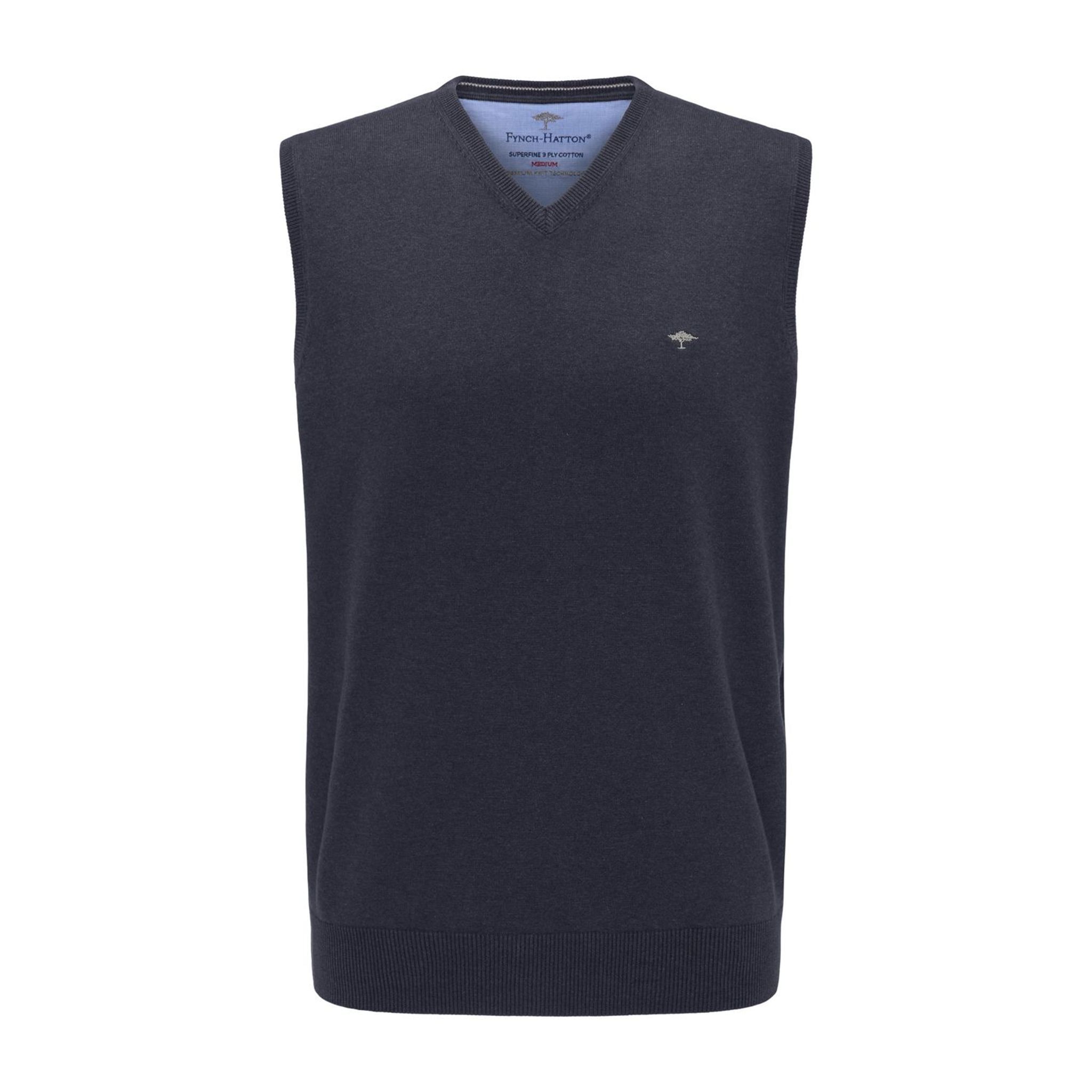 Fynch Hatton M Slipover SL Sweater Navy Herren