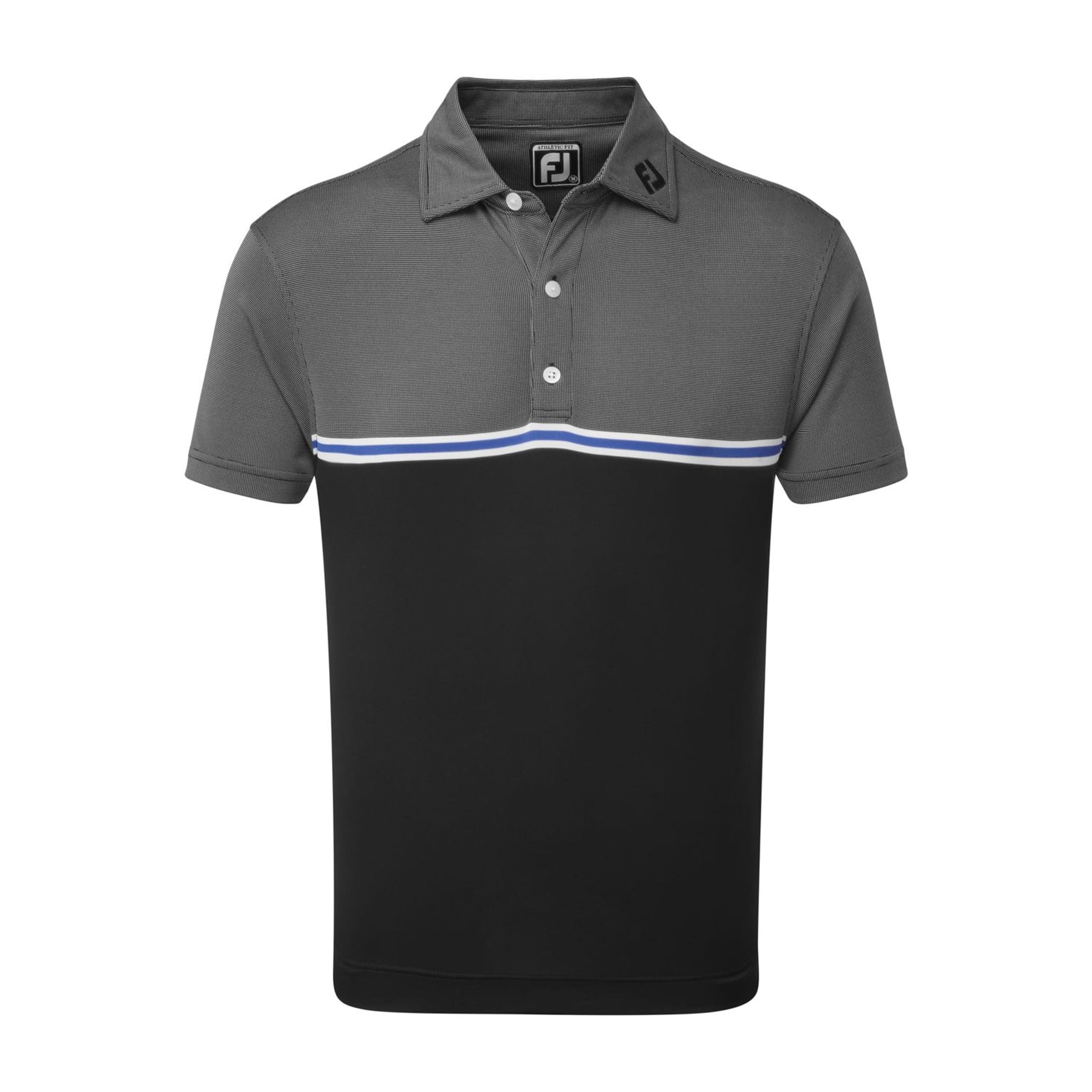 Footjoy M Jacquard Top Colour Block SS Polo Black Herren