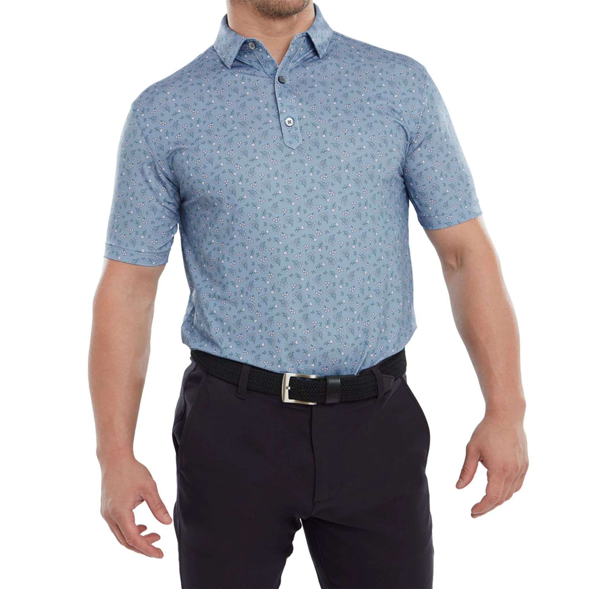 Footjoy Mini Floral Lisle Golf Polo Męskie