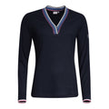 Cross Sportswear W Polo LS Stripe Navy Damen