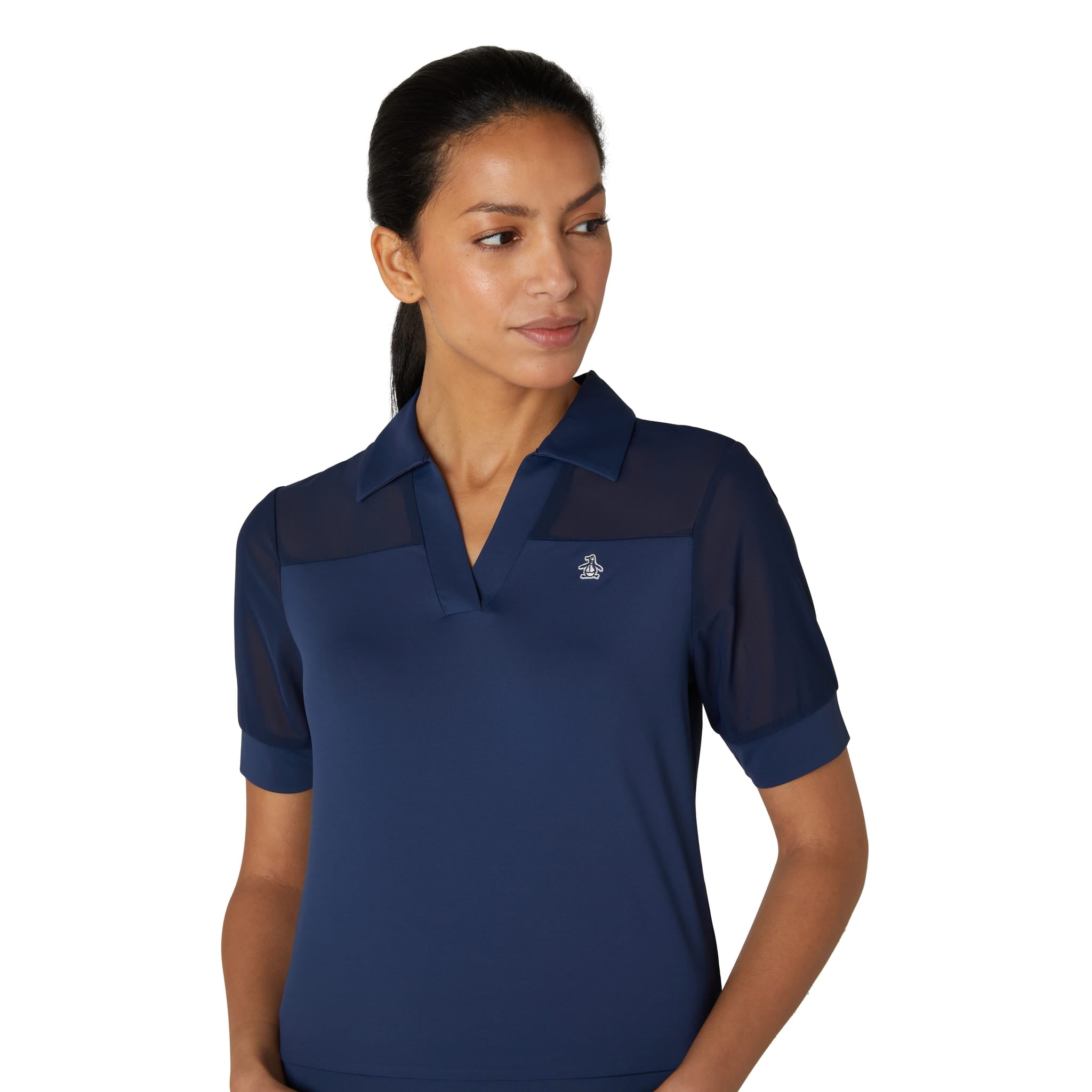 Original Penguin Polo z krótkim rękawem i wstawkami z siatki dla kobiet