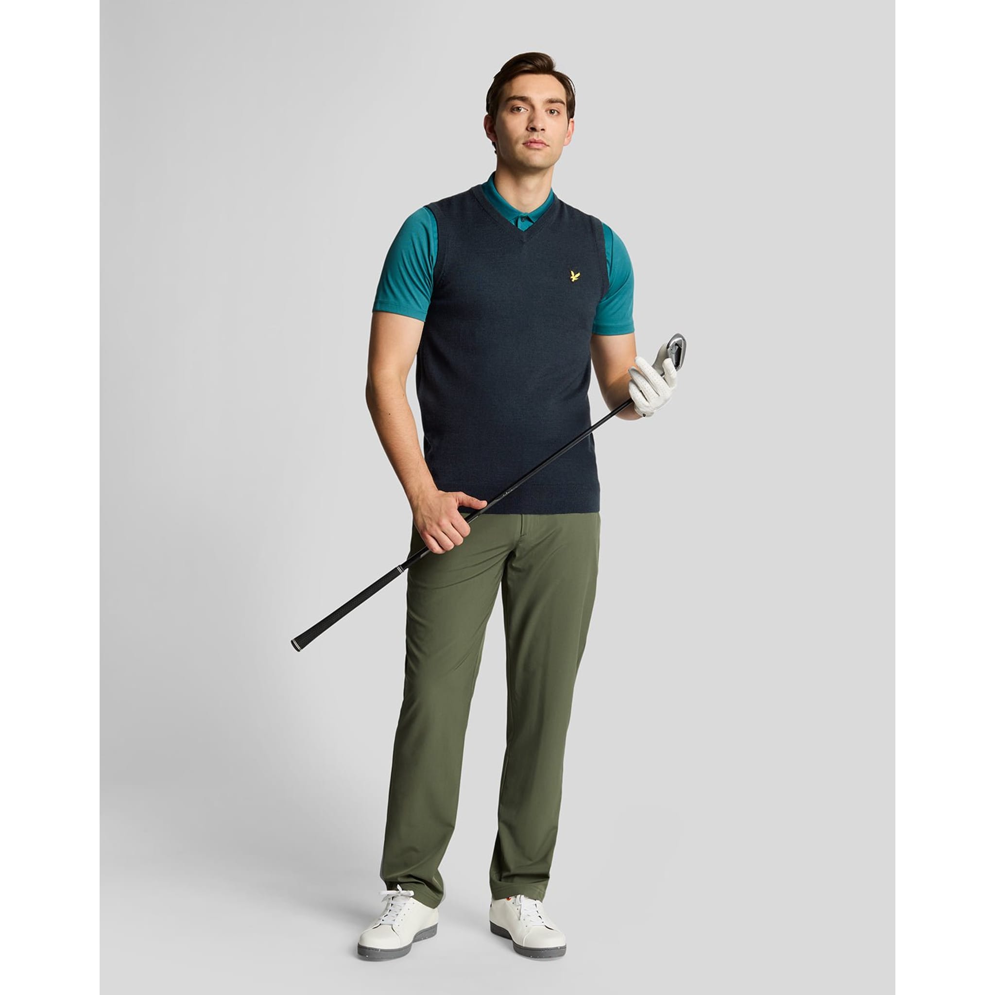 Lyle & Scott Merino Blend Knitted V-Neck Vest Herren