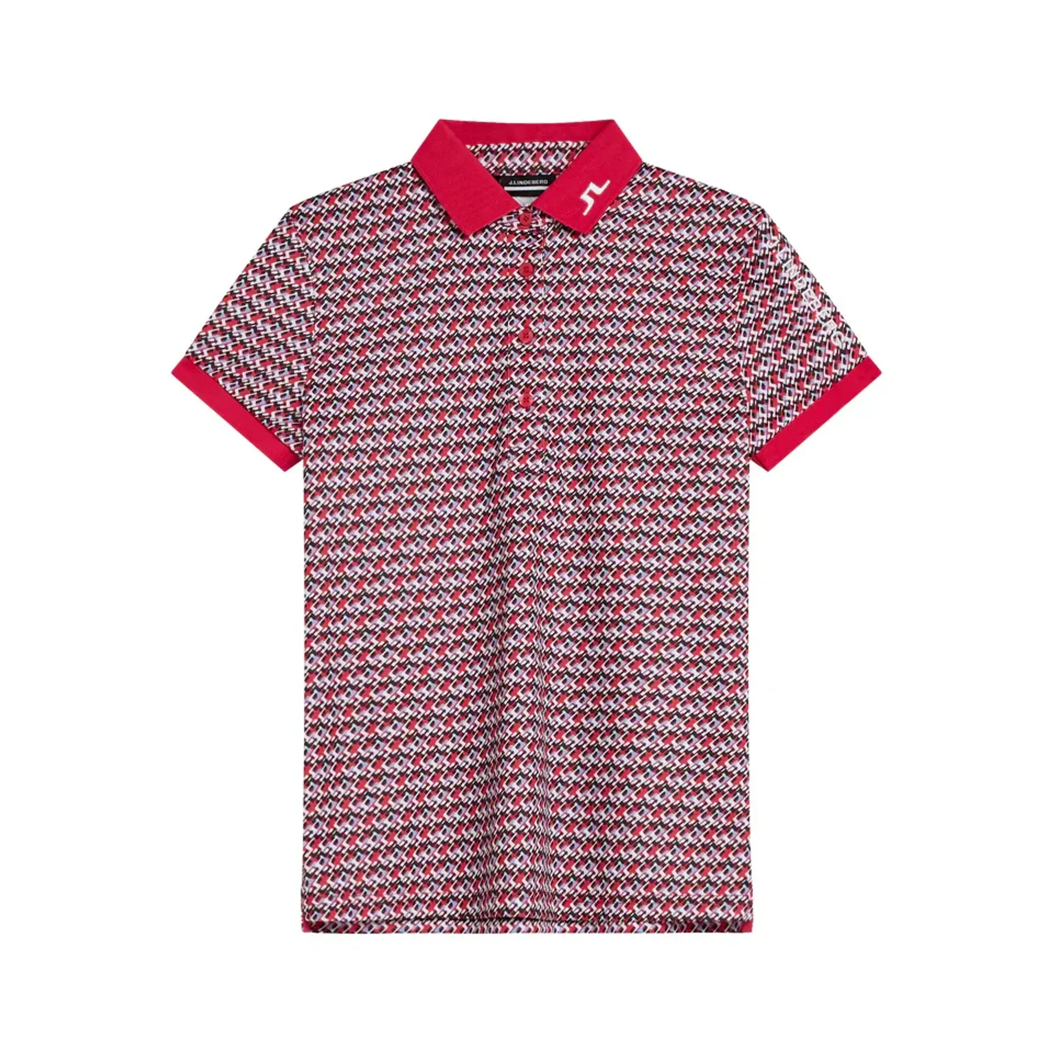 J. Lindeberg Tour Tech Print Polo Damskie JLMicro Bridge Rose Red Damskie