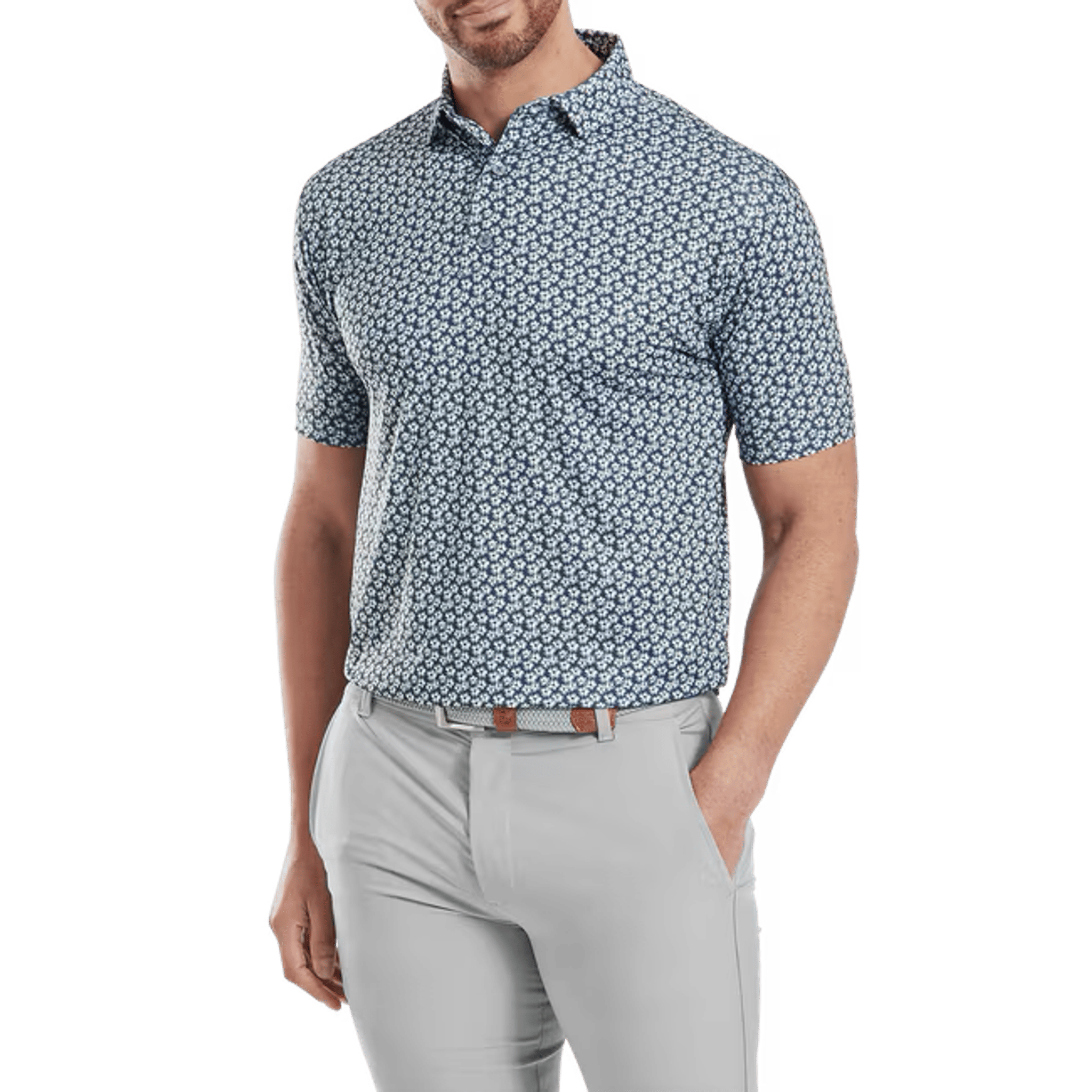 Footjoy Floral Sketch Print Lisle Polo Herren