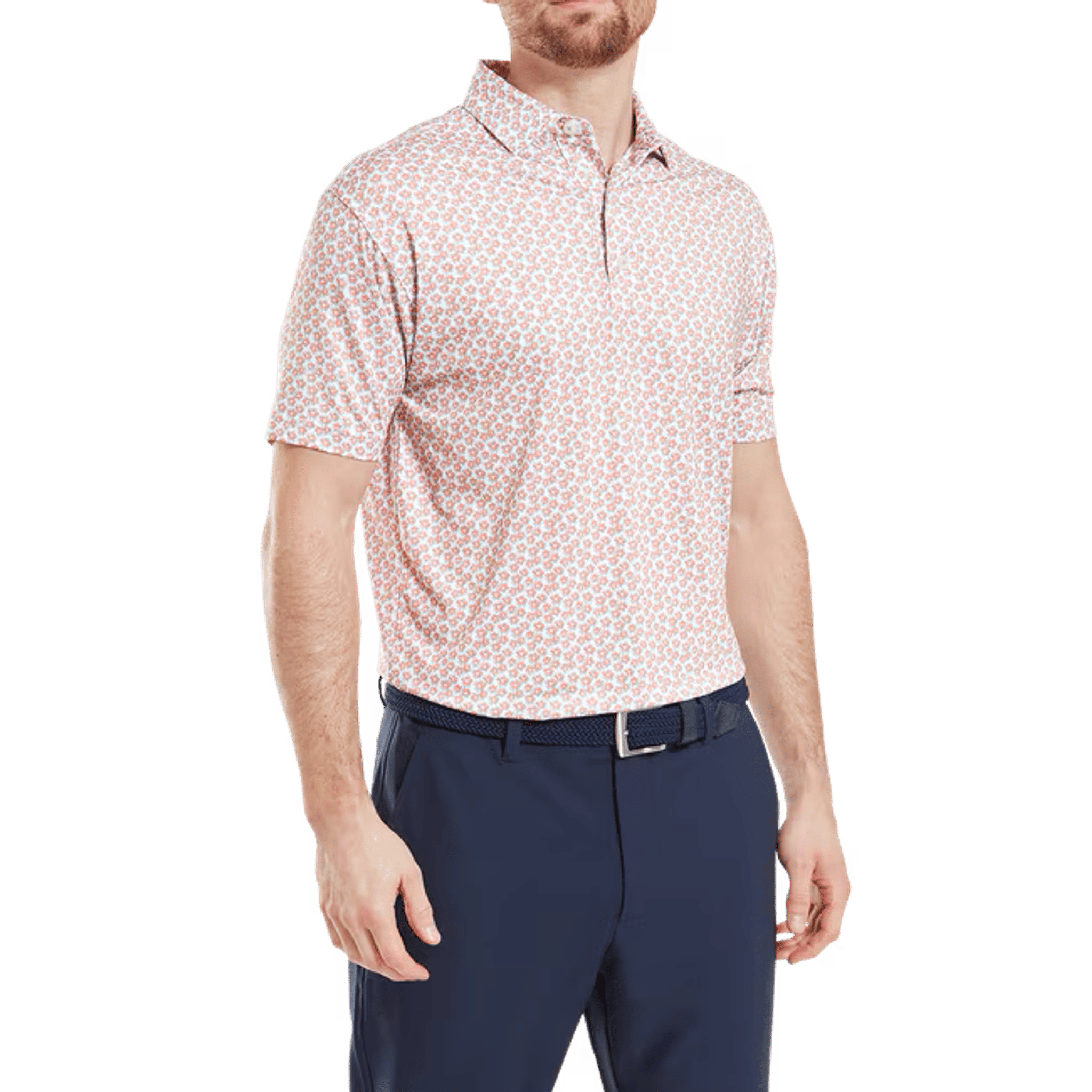 Footjoy Floral Sketch Print Lisle Polo Herren