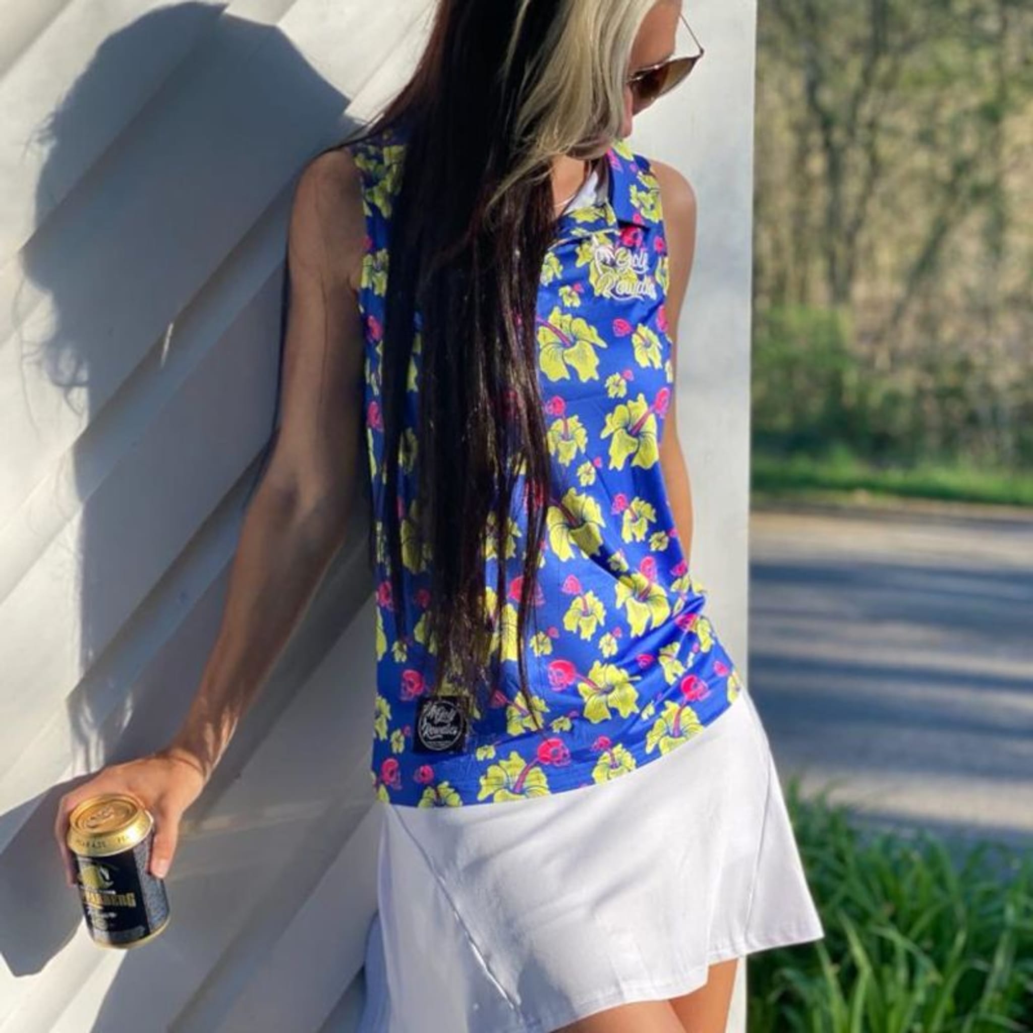 Golf Rowdies Skull Flower Polo Damen
