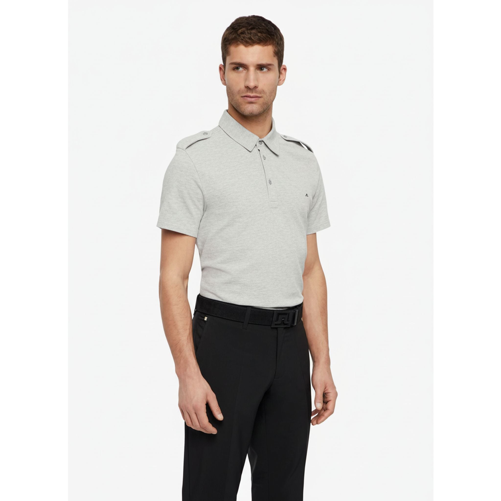 J. Lindeberg M Cliff JL Pique Stone Grey Melange S Herren